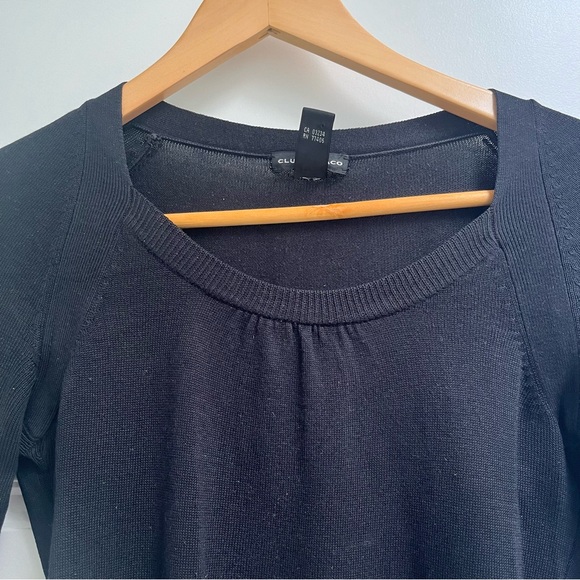 Club Monaco silk black fitted sweater - Picture 2 of 4